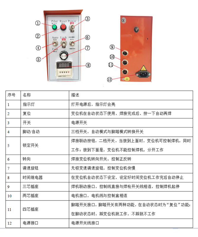 輕型焊接變位機(jī)控制盒操作說明